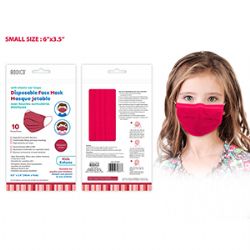 *** // 10 MASQUES JETABLES ROUGES 4 PLIS POUR ENFANTS  14X9CM